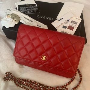 Chanel WOC quilted caviar with gold hardware, comes with everything you see